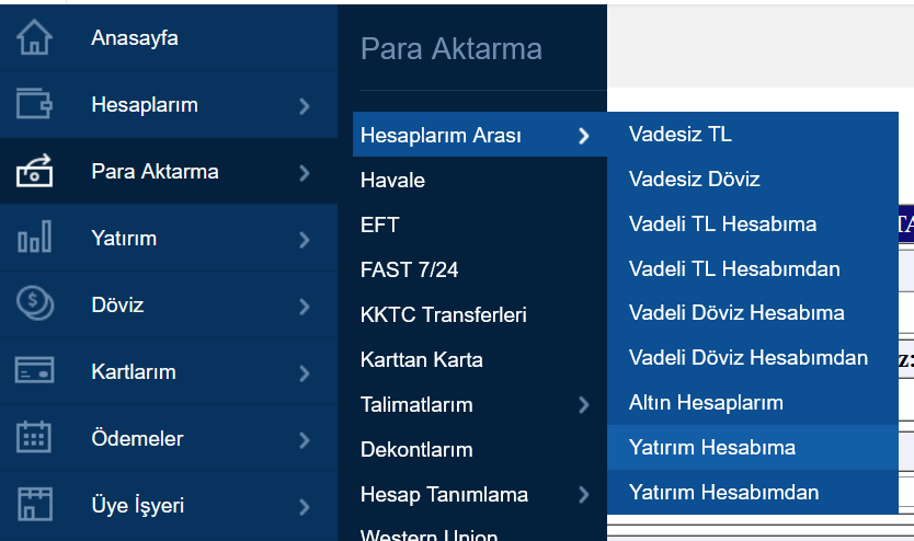 isbank yatirim hesabina para aktarma