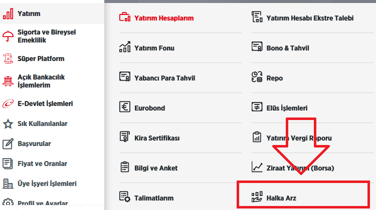 ziraat bankasi internetten halka arz basvuru